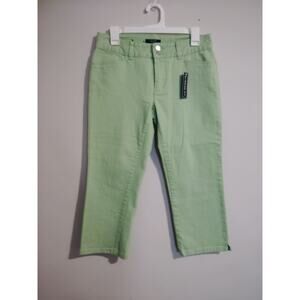 Chaps Women's Bright Green Slimming Fit Stretch Capri Pants Jeans Size 4